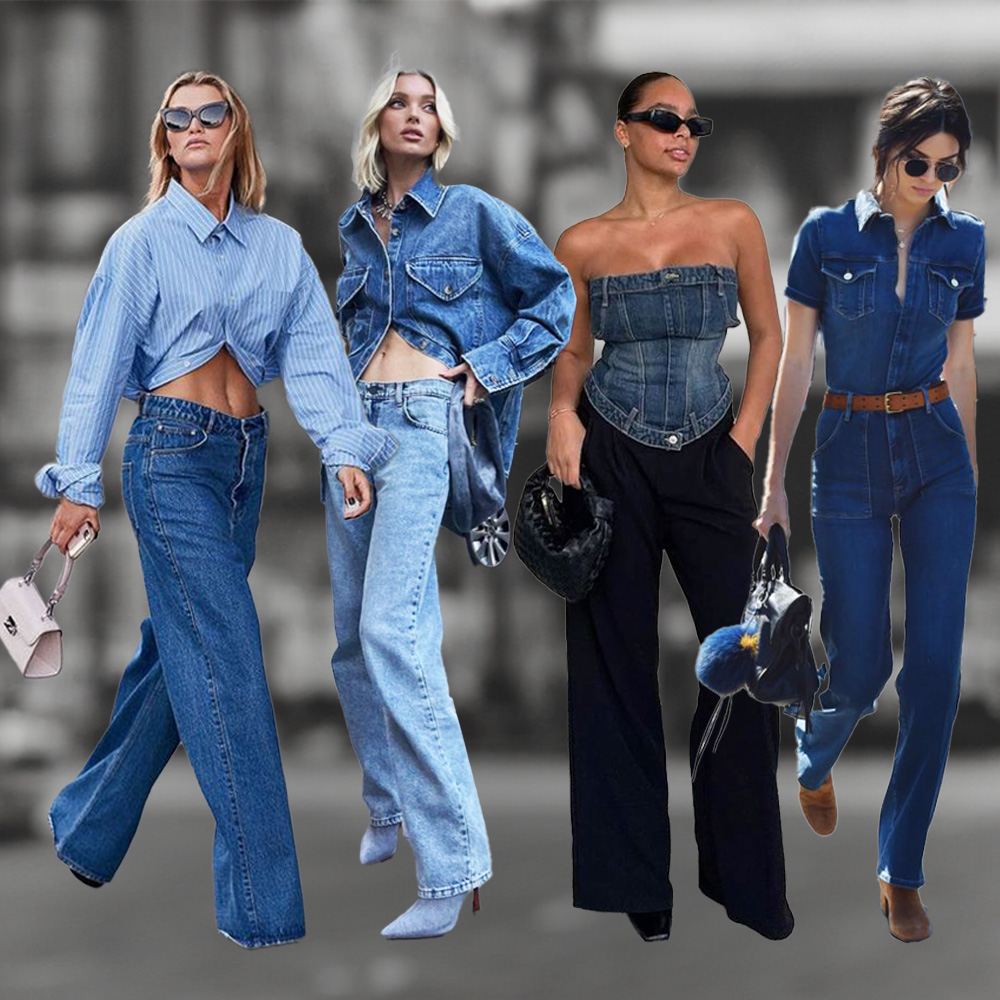 double denim fashion trend background