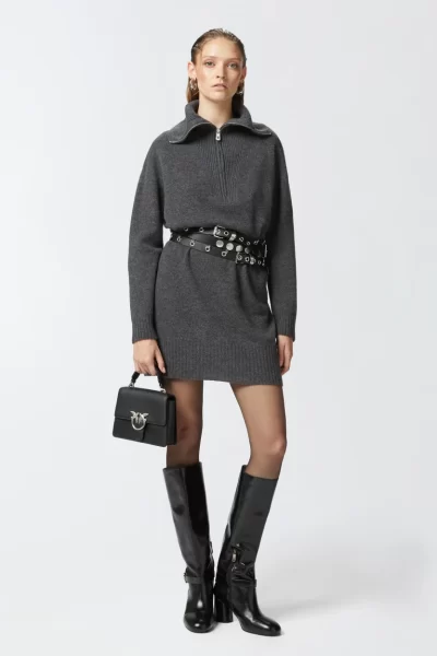 Pinko wool and cashmere high neck mini dress