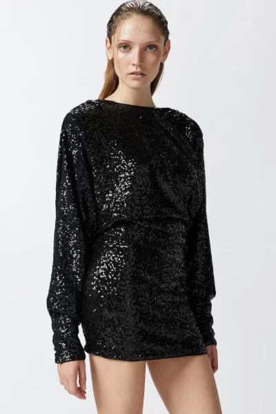 Pinko black sequins long sleeve dress