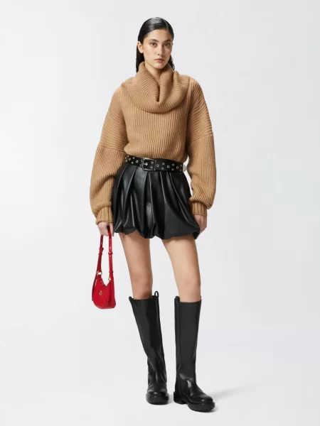 pinko-pleated-faux-leather-mini-skirt
