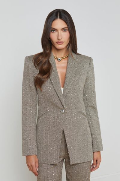 lagence herringbone micro sequins blazer