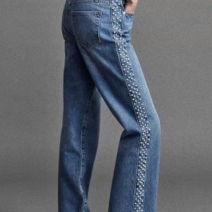 frame blue cropped pearl embellished jeans