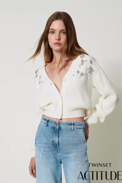 twinset white cropped cardigan