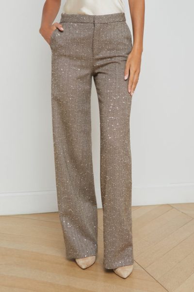 lagence herringbone micro sequins trousers