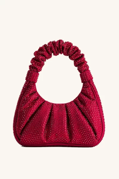 JW Pei medium ruched red rhinestones mini hobo bag