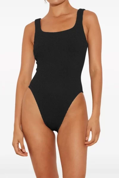 Hunza G Crinkle Square Neck One-Piece Swimsuit