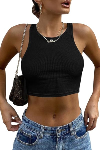 Black cropped tank top