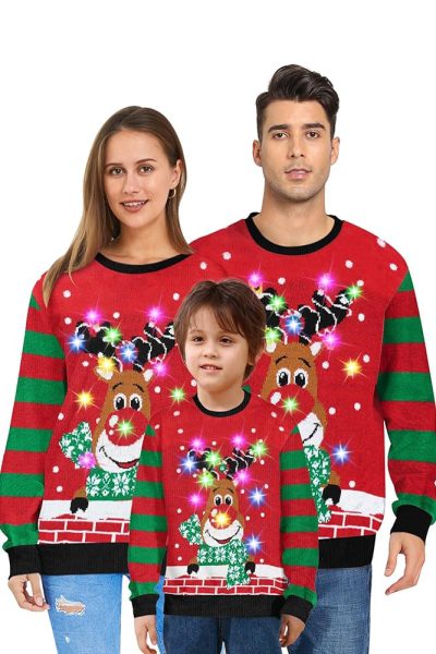 led family matching sweater