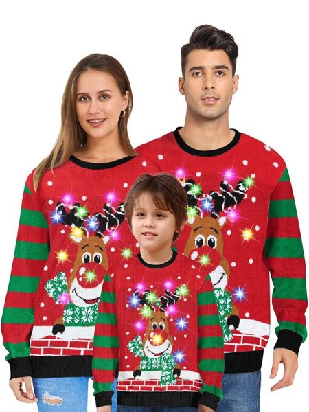 led family matching sweater