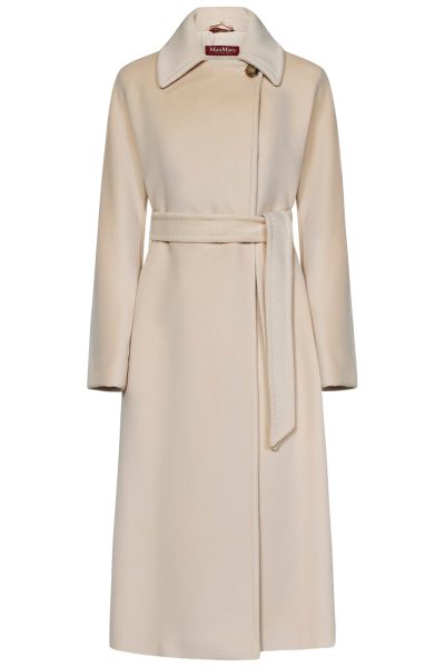 maxmara beige virgin wool long coat