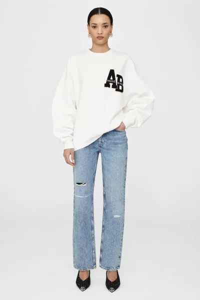 anine bing oversized white sweatshirt