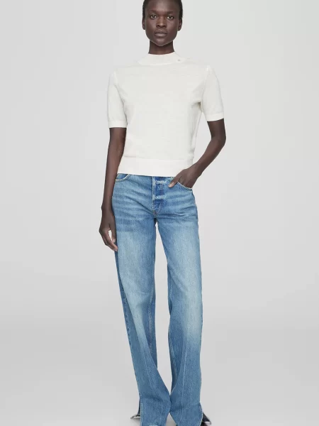 anine bing side slit blue jeans
