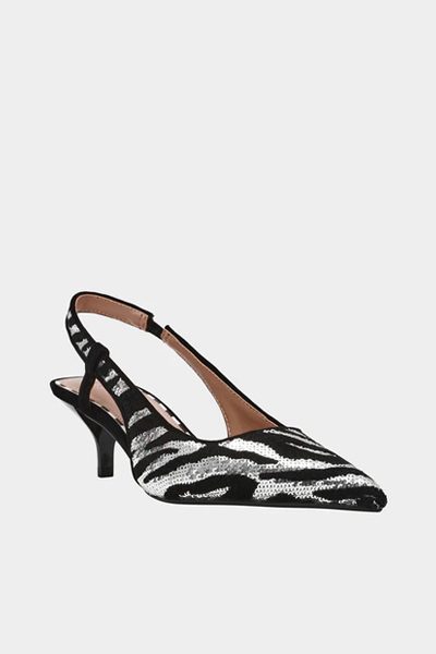 betsey johnson zebra kitten heel slingback