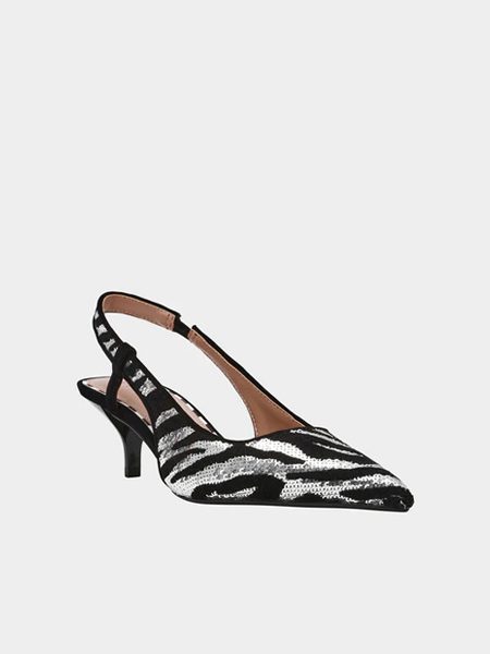 betsey johnson zebra kitten heel slingback