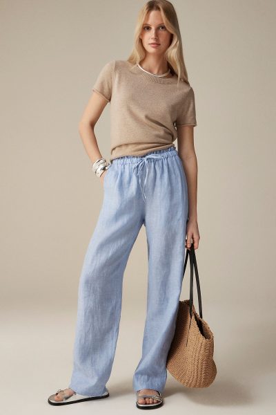 j.crew blue linen pants