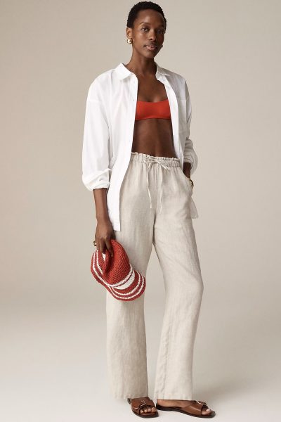 j. crew beige pant in linen