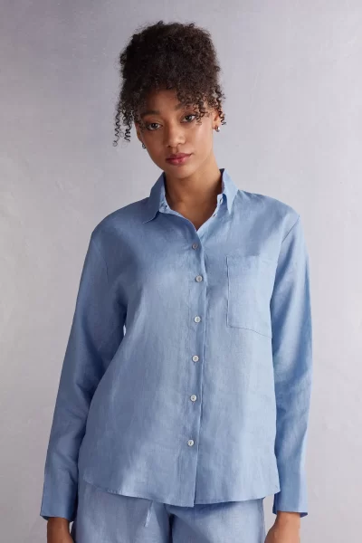 Intimissimi blue linen summer shirt