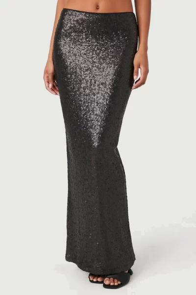 Forever 21 black maxi sequin skirt