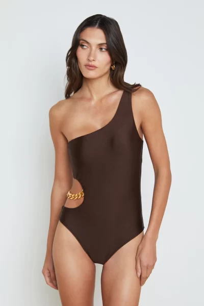 L'agence chocolate chain one-piece swimsuit