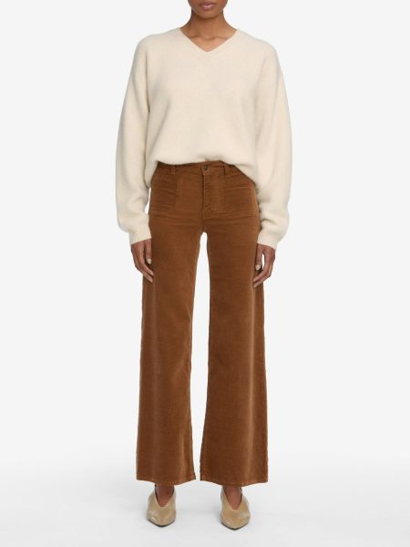 Slim Palazzo Pocket Corduroy Pants in Maple Brown