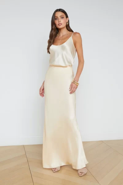 l'agence x revolve maxi skirt in pearl