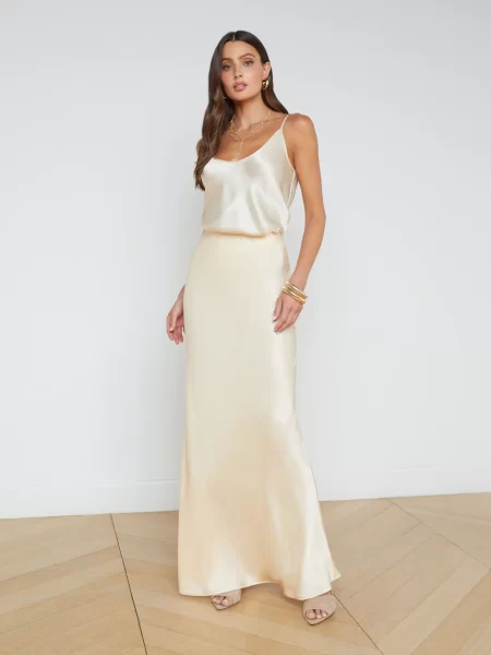 l'agence x revolve maxi skirt in pearl