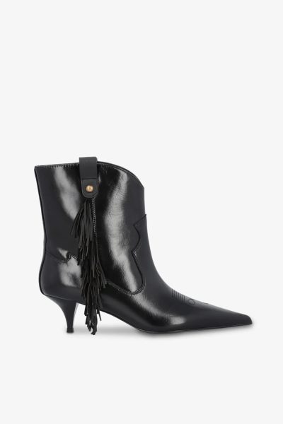 Pinko leather ankle boots with fringe