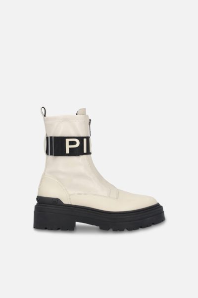 Pinko white boots with black sole