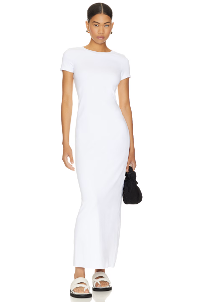 white maxi t-shirt dress