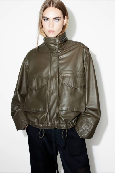 allsaints green leather jacket