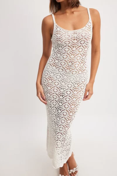 NA-KD Crochet knit midi dress