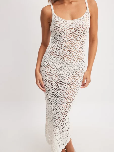 NA-KD Crochet knit midi dress