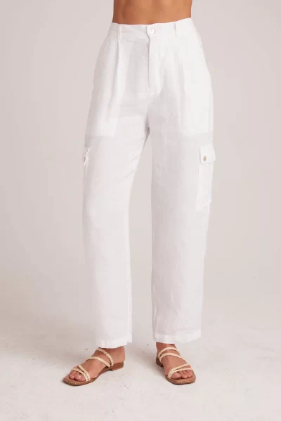 bella dahl pleated linen white cargo trousers