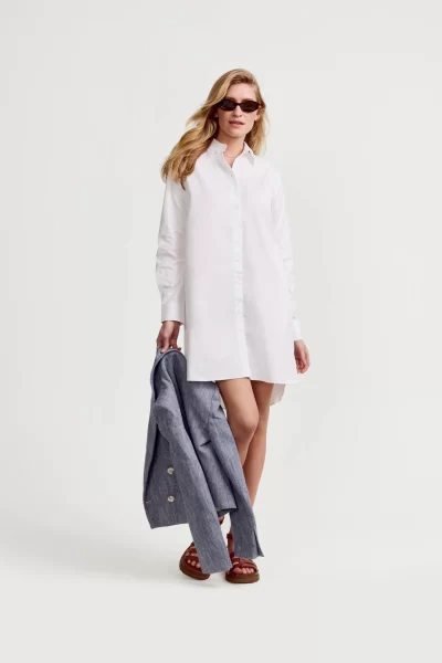 Rochelle Behrens white shirt dress